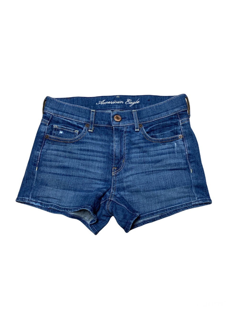American Eagle High Rise Jean Shorts Womens 2 Medium Wash Blue Denim Casual
